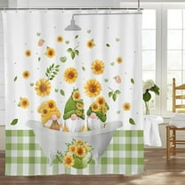 Gnome Shower Curtain Sunflower Butterfly Shower Curtains for Bathroom Green Plaid Shower Curtain Sunflower Bathroom Decor Polyester Fabric with Hooks 72x72 in