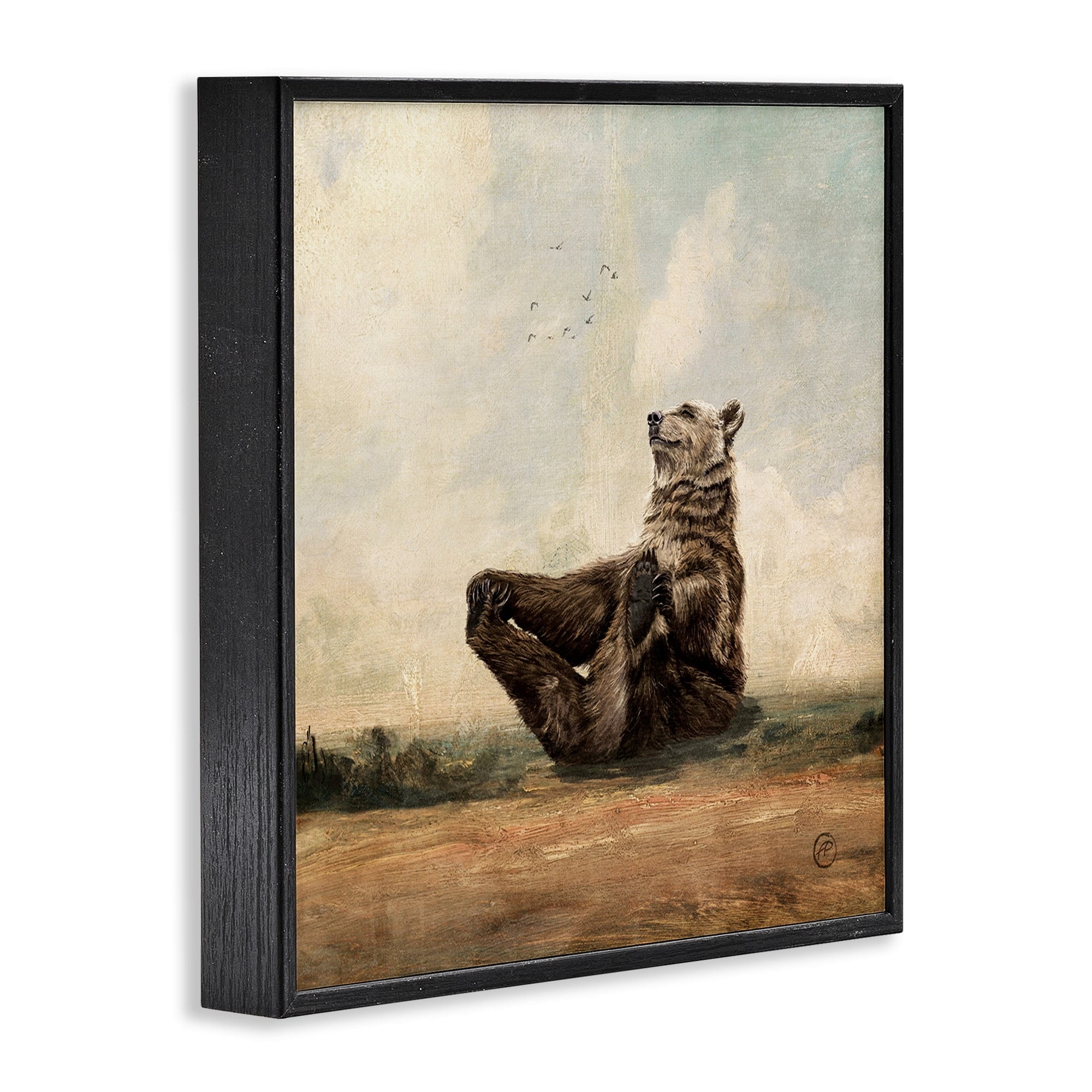 Stupell Industries Bear Holding Paws Staring Sunset Fun Animal Portrait,24 x 24, Design by Paula Belle Flores