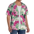 thumbnail image 2 of Fuzoiu Orchids Flowers Print Men's Casual Short,Men's Short Sleeve Shirt,Mens Casual Button Down Shirts,Cuban Collar Summer Shirt for Beach, Vacation, and Outdoor Activities-Medium, 2 of 5