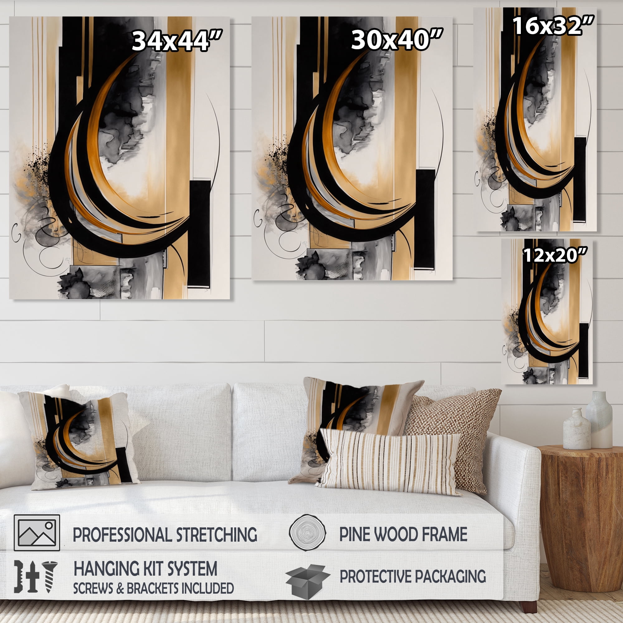 Designart Gold Touch Art Deco II Canvas Wall Art
