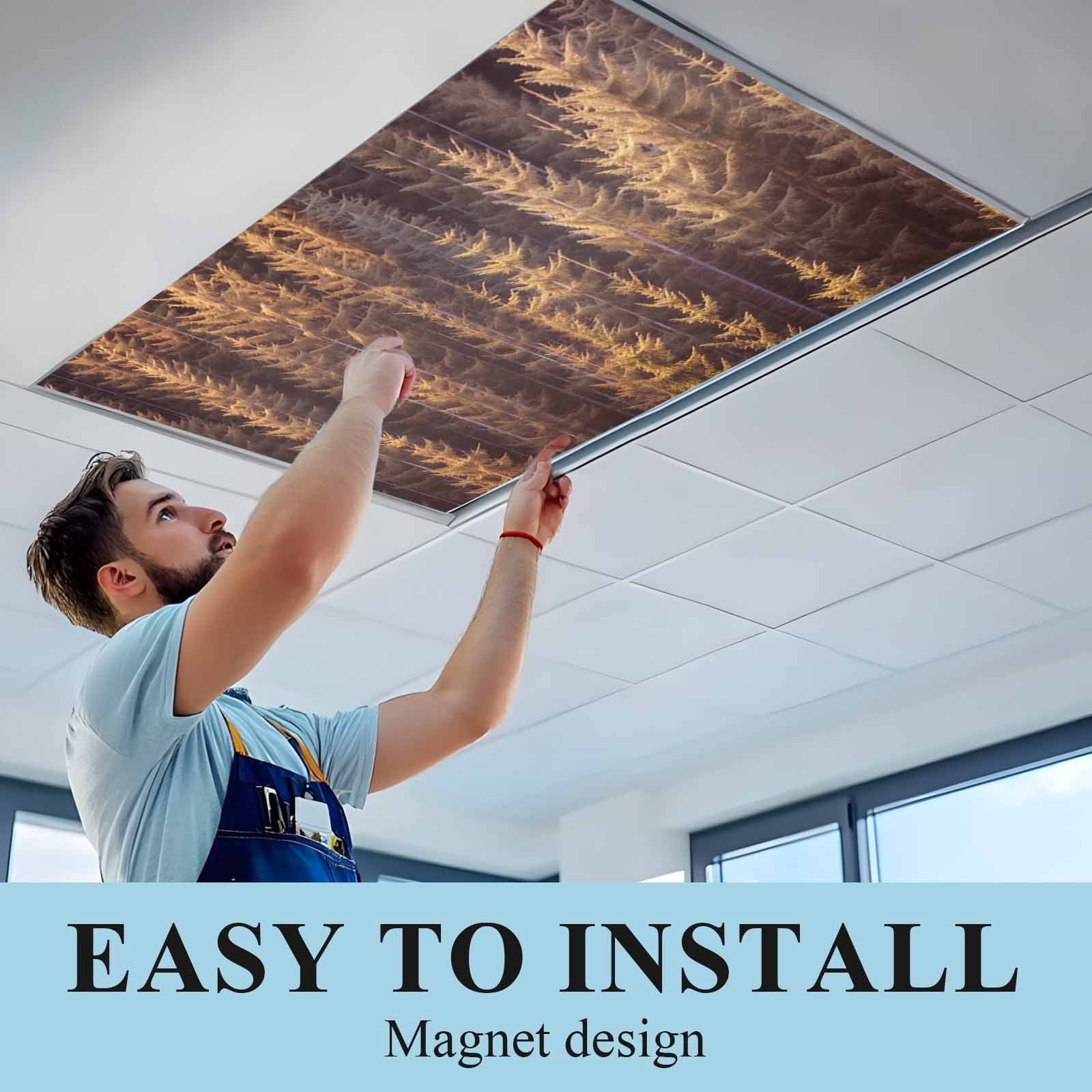 6-Pack Fluorescent Light Covers – Autumn Forest Scene, 4' X 2' Magnetic Decorative Filters For Classrooms & Offices
