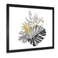 thumbnail image 2 of Designart 'Bouquet With Golden Tropical Leaves and Monochrome' Tropical Framed Art Print, 2 of 4
