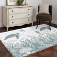thumbnail image 4 of Summer Marine Life Washable Area Rugs 4'x6', Nautical Starfish Ocean Seahorse Sea Turtle Coastal Low Pile Throw Living Room Rug Non-Slip Sturdy Edge Binding Carpet for Indoor Entryway Bedside Kitchen, 4 of 9