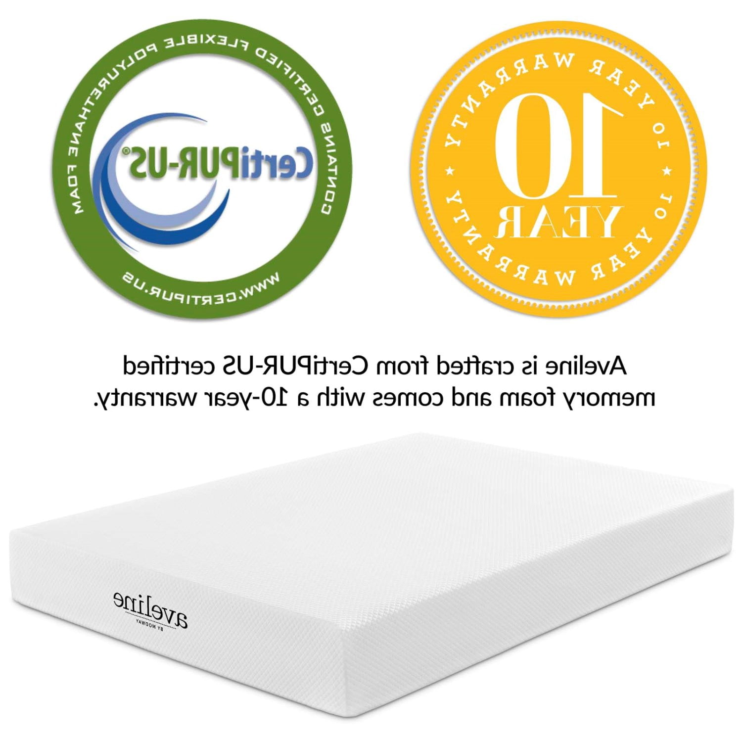 10inch Mattress, Memory Foam, King Size, White, Fabric, Bedroom, Modern Contemporary HB35138