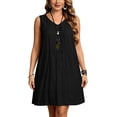 thumbnail image 6 of HongQid Plus Size Dress for Women Textured Sleeveless Shift Dress V Neck Casual Loose Mini Sundress With Pockets For Summer, 6 of 9