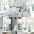 thumbnail image 7 of Cinkeda Ceramic Table Lamp Set of 2 for Bedroom Living Room 22" Modern Blue Double Gourd Nightstand Bedside Lamps, 7 of 7