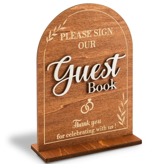 Wooden Wedding Signs For Ceremony And Reception - Cards And Gifts Sign, Please Sign Our Guestbook Signs, Rustic Wedding Guest Book Signs Decorative Signage For Table Decor