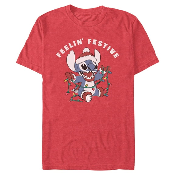 Mens Lilo & Stitch Feeling The Festive Lights Stitch T Shirt