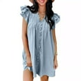 thumbnail image 1 of Gspmoly Robes d'Été pour Femmes 2025, Robe Décontractée à Volants Manches Courtes Col en V Unie Robe Cocktail Économies d'Été Liquidation, 1 of 9