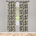 thumbnail image 2 of Ambesonne Banana Leaf 4-Panel Curtains, Modern Aloha Style, 56"x63", Charcoal Grey and Khaki, 2 of 4