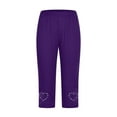 thumbnail image 2 of VISALY Yoga Pants Women, Beach Vacation Clothes for Women, Women's Casual Seaside Hot Diamond Heart Tights Yoga Cropped Pants Leggings for Women Plus Size, 1 Pack Capris for Women, B - Purple 11, S, 2 of 6