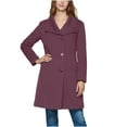 thumbnail image 4 of RRMuAzgs Women's Notch Lapel Collar Coat Solid Color Button Down Wool Coats Long Sleeve Casual Fall Winter Long Overcoat with Belt, 4 of 9
