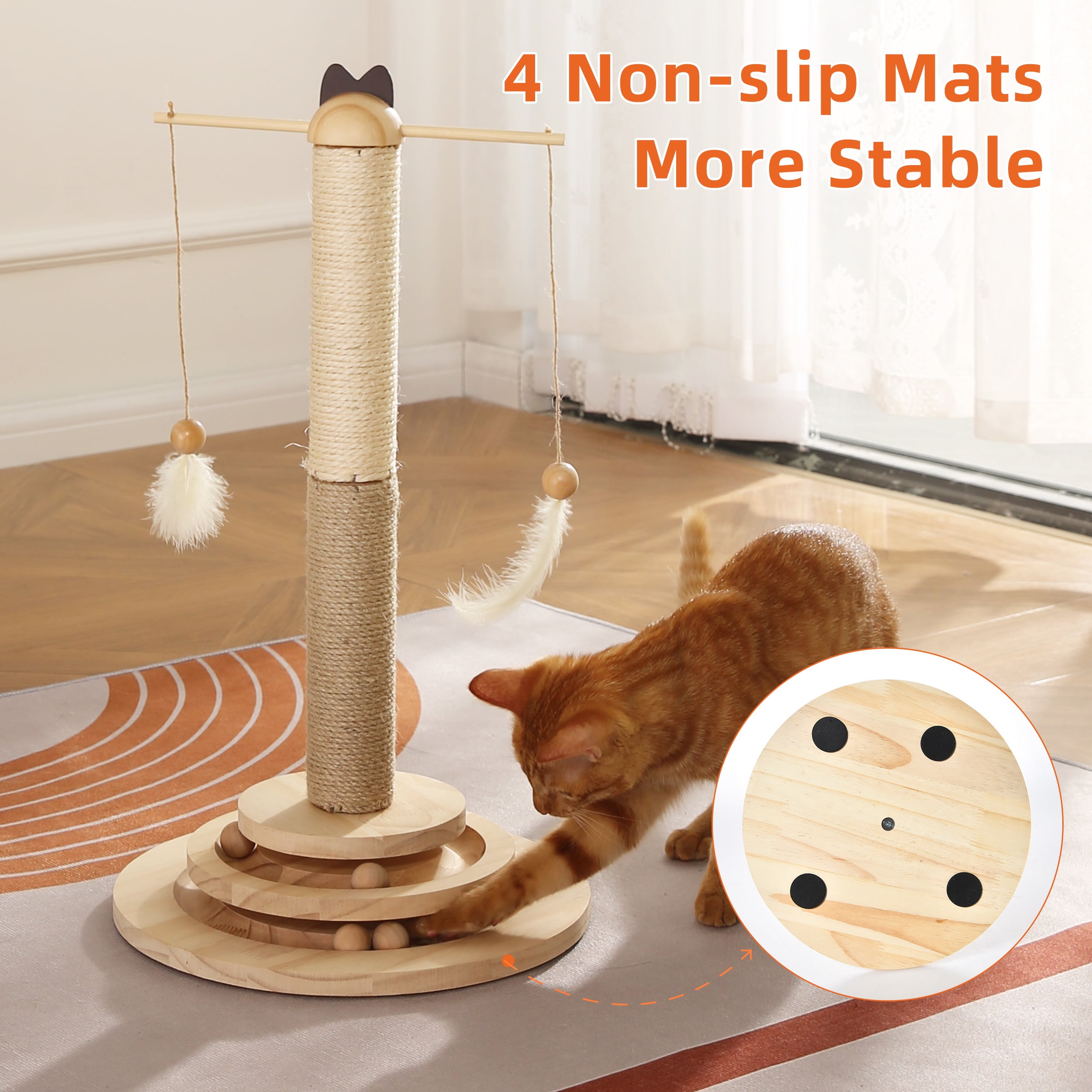 Vibrant Life Assembly Required Particle Board & Sisal Cat Scratching Posts Set with Wood balls, Brown Animal (1 Pack)