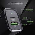 thumbnail image 4 of Esoulk 20W 2-Port USB-C PD (Power Delivery) and USB-A Quick Charge, Ultra Fast Charging Wall Charger for TCL 50 LE - Black, 4 of 9