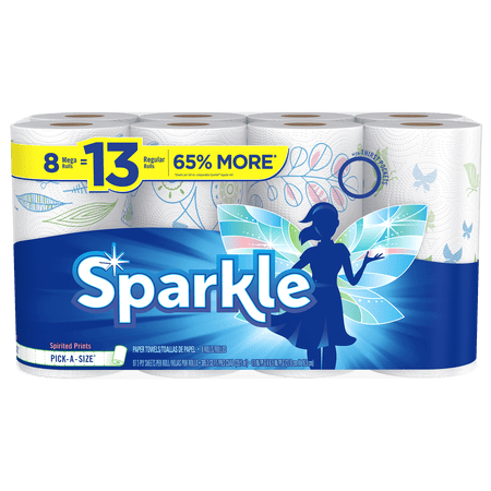 Sparkle Paper Towels, 8 Mega Rolls, Spirited Prints