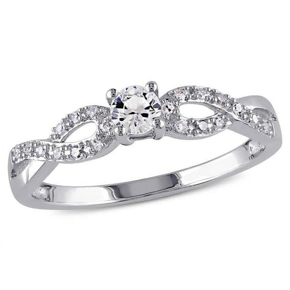 AMOUR 1/10 CT TW Diamond and Created White Sapphire Infinity Ring In Sterling Silver