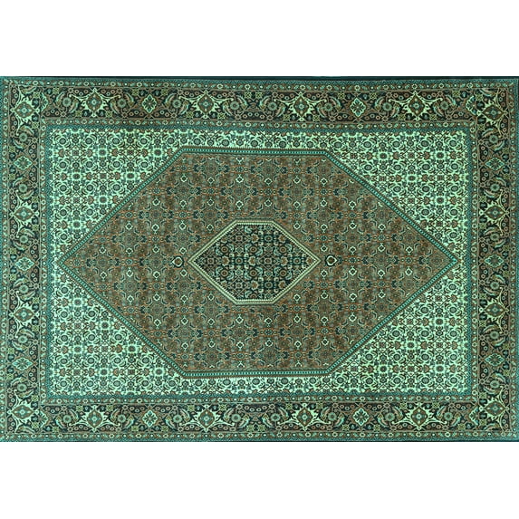 Ahgly Company Machine Washable Indoor Rectangle Persian Turquoise Blue Traditional Area Rugs, 5' x 8'