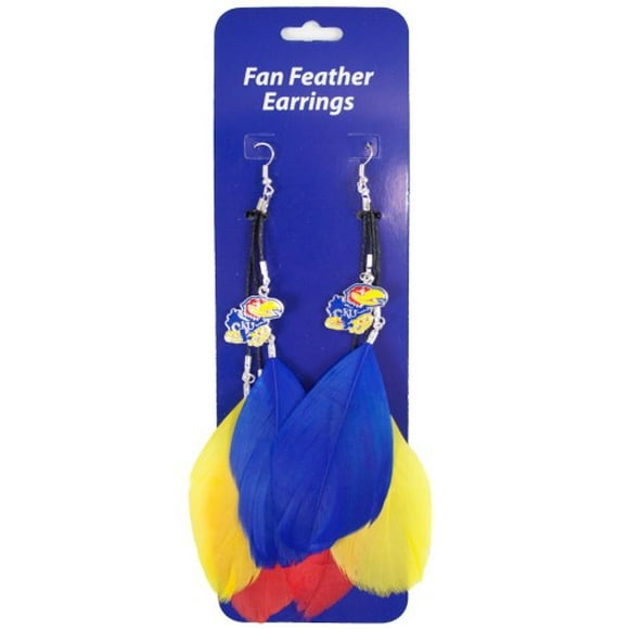 Kansas Jayhawks Boucles d'Oreilles Plumes Colorées