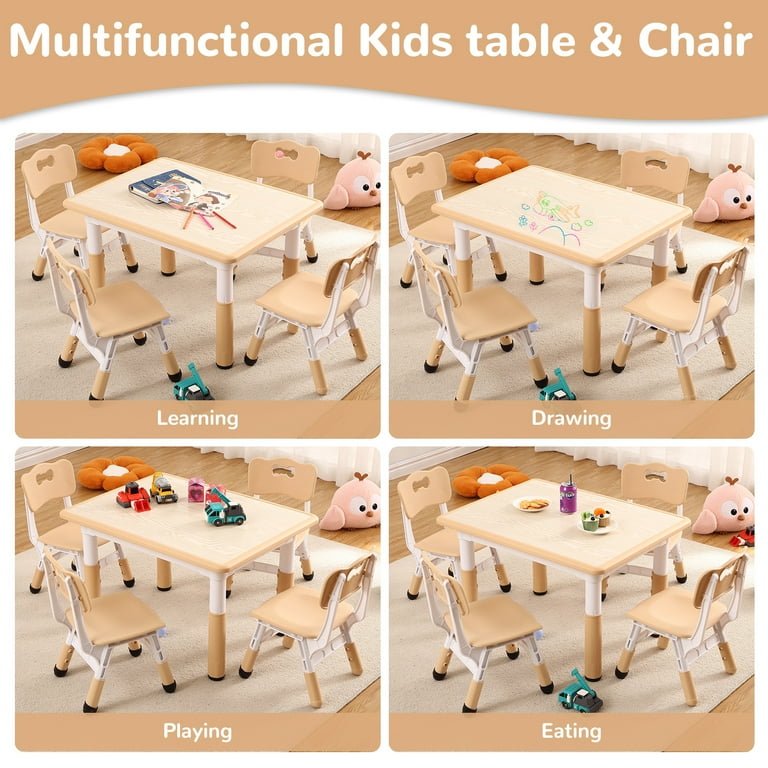 M optimized Kids Table and Chairs Set, Height Adjustable Toddler