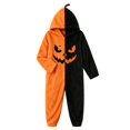 thumbnail image 2 of Orange Unisex Cosplay Pajamas Polyester Jack O Lantern Halloween Jumpsuit Costume - Hooded One Piece Cosplay Suit for Women and Men M, 2 of 5