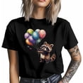 thumbnail image 3 of Camisetas casuales de manga corta con globos de colores y mapaches para hombre. Camisetas gráficas., 3 of 8