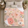 thumbnail image 5 of Wildflowers on Peach with Blue Bells, Soft Botanical Style for Flower Lovers, Cozy Spring Garden Scene, Flannel Blanket for Sunroom and Bedroom, decorative theme Gift and Floral Home Decor, 5 of 9