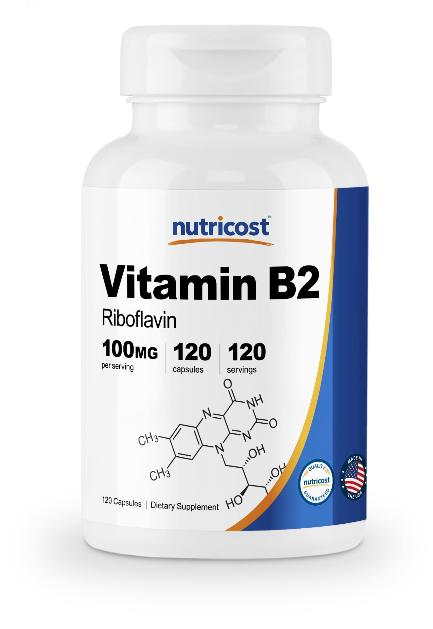 Nutricost Vitamin B2 (Riboflavin) 100mg, 120 Capsules Gluten Free and
