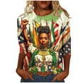thumbnail image 2 of LYEAA Cultural Pride Blouse Women 3/4 Sleeve Round Neck T-Shirt Afrocentric Print Cotton Top Loose Fit Black History Casual Outfit Multicolor M, 2 of 5