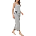 thumbnail image 4 of INSPIRE CHIC Women's Cami Top with Lace Trim Capri Pant 2 Pcs Pajama Set Soft Modal Loungwear Sleepwear L Light Grey, 4 of 6