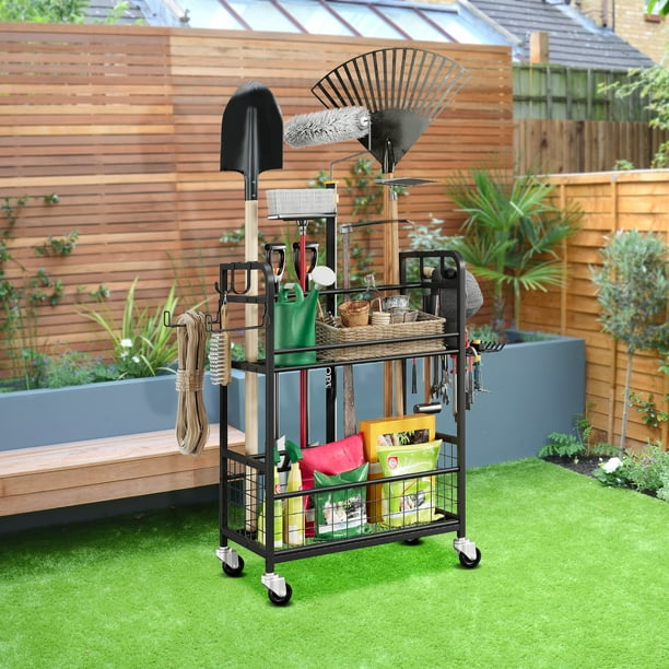 HOSSLLY Garden Tool Organizer, Garden Tool Storage on Wheels, Tool