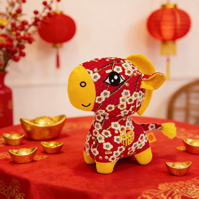 Peluche del Año del Caballo 2026 | Mascota de la suerte | Muñeca del zodiaco chino para la buena fortuna, regalo de celebración y decoración del hogar