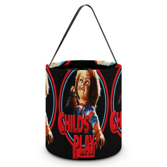 Chucky Candy Tote Bags Halloween Trick or Treat Bucket Bag Portable Collapsible Reusable Goody Handbag
