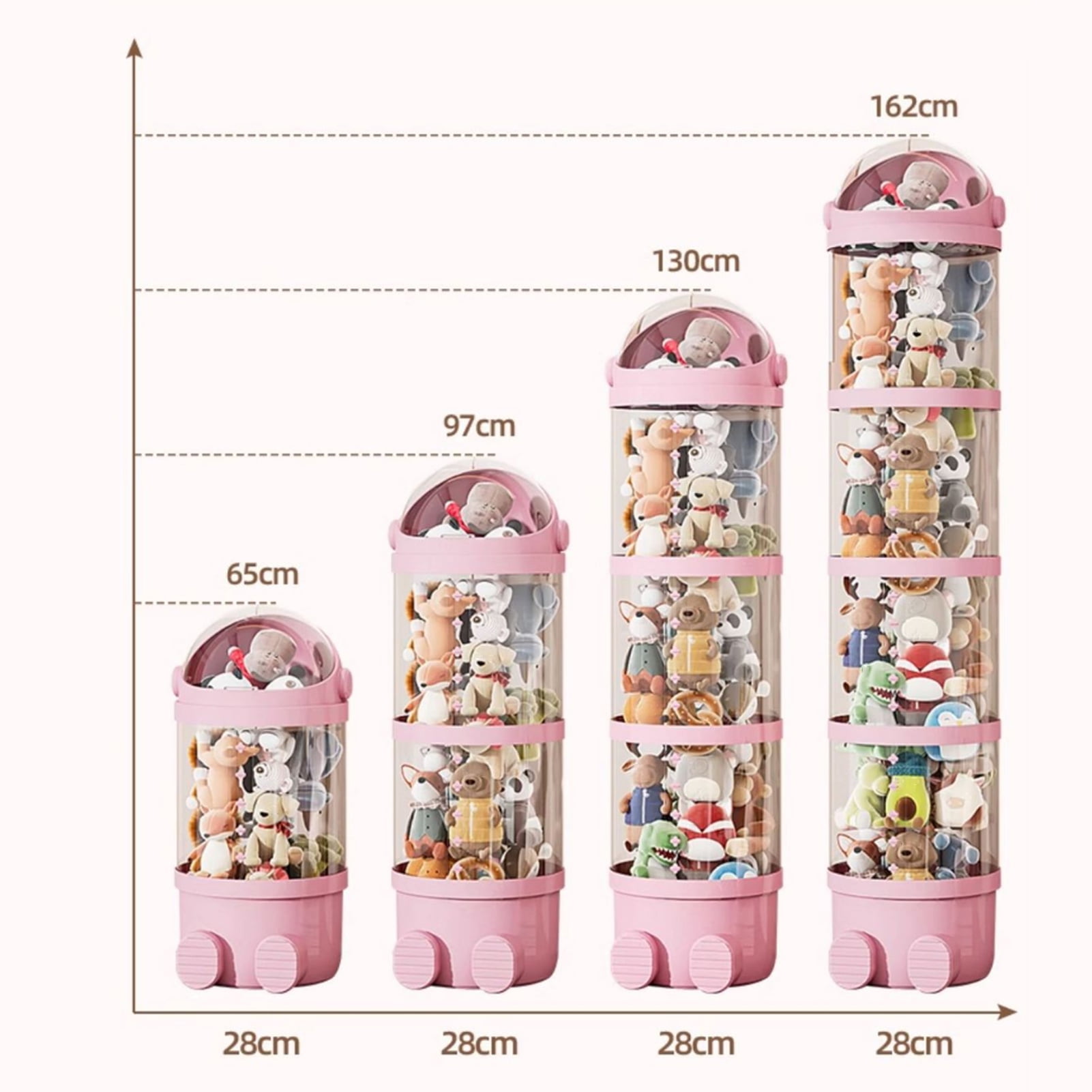 Callipe Transparent Vertical Toy Organizer Doll Storage Bucket Large Capacity Dustproof Easy to Install Vertical Stuffed Animal Storage Tube