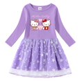 thumbnail image 5 of Hello Kitty Girl vestido dulce de algodón primavera y otoño nueva falda de princesa de manga larga con estampado de dibujos animados para niños estrella Luna red hilo, 5 of 5