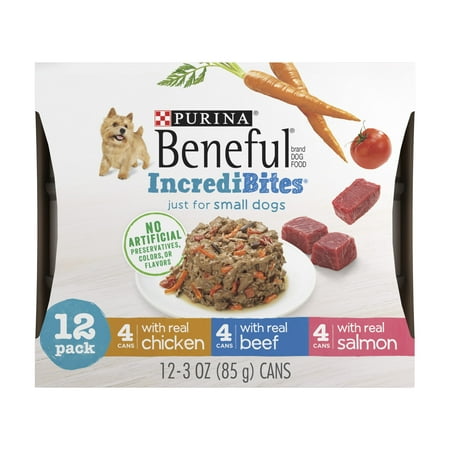 UPC: 0017800174695 | Purina Beneful Small Breed Wet Dog Food Variety Pack IncrediBites With Real Beef Chicken or Salmon 3 oz. Can
