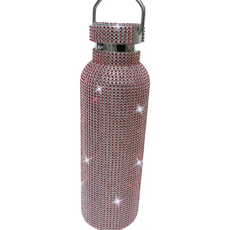 

DanceeMangoo Multicolor Diamond Water Bottle Women s Flash Water Bottle Refillable Water Bottle Women s Silver 500ml/17oz(大红 350ml)