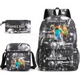 thumbnail image 1 of 3pcs Minecraft Backpack Cartoon Children Boys Girls School Bags Lightweight Students Waterproof Large Capacity Backpack, 1 of 5
