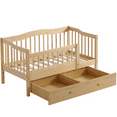 thumbnail image 5 of SESSLIFE Wood Toddler Day Bed with 2 Pull-Out Drawers, Kid Bed Frame with Fence Railings, No Box Spring Needed, Solid Wood Slats Supported Daybed for Toddler (Natural), 5 of 6