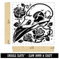 thumbnail image 2 of Crow Raven Bird Skull with Roses Self-Inking Rubber Stamp Ink Stamper - Blue Ink - Small 1 Inch, 2 of 7