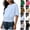 Light Blue, variant on POIUYTR Women Summer Casual Tshirts Loose Fit Crewneck Short Sleeve Elastic Waist Shirts Trendy Comfy Soft Solid Color Tops