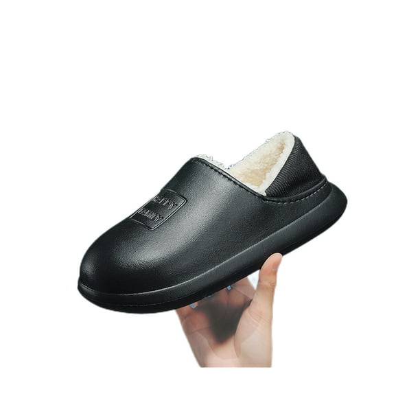 Woobling Unisex Anti Slip Home Shoes Daily Comfort Slip On Moccasin Slipper Lightweight Winter Slippers Dark Black 8