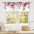 thumbnail image 3 of Eucalyptus Red Burgundy Leaves Curtain Valance for Window Treatments Botanical Floral Plant Rod Pocket Kitchen Treatment Flower Drapes for Bathroom Bedroom Living Room 1 Panel (52x18 Inch), 3 of 5