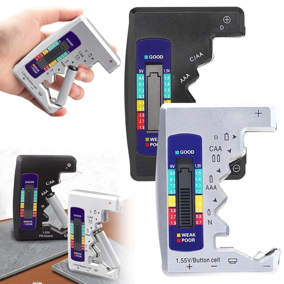 LGCASL Silver Battery Tester Battery Tester Fast and Accurate Digital Battery Voltage Detector for All Types of Batteries Portable Battery Power Detector with Lcd Display