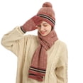 thumbnail image 4 of Soft Fashion Touchscreen Cycling Equipment Thick Warm Fleece Lining Wool Shawl Full Finger Mitten Suit Scarf Hats Gloves Set Knitted Cap RED, 4 of 8