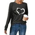 thumbnail image 3 of Fall Shirts for Women 2025 Love Heart Print Casual Crewneck Basic Shirt Valentines Blouse Long Sleeve Shirts for Women, 3 of 4
