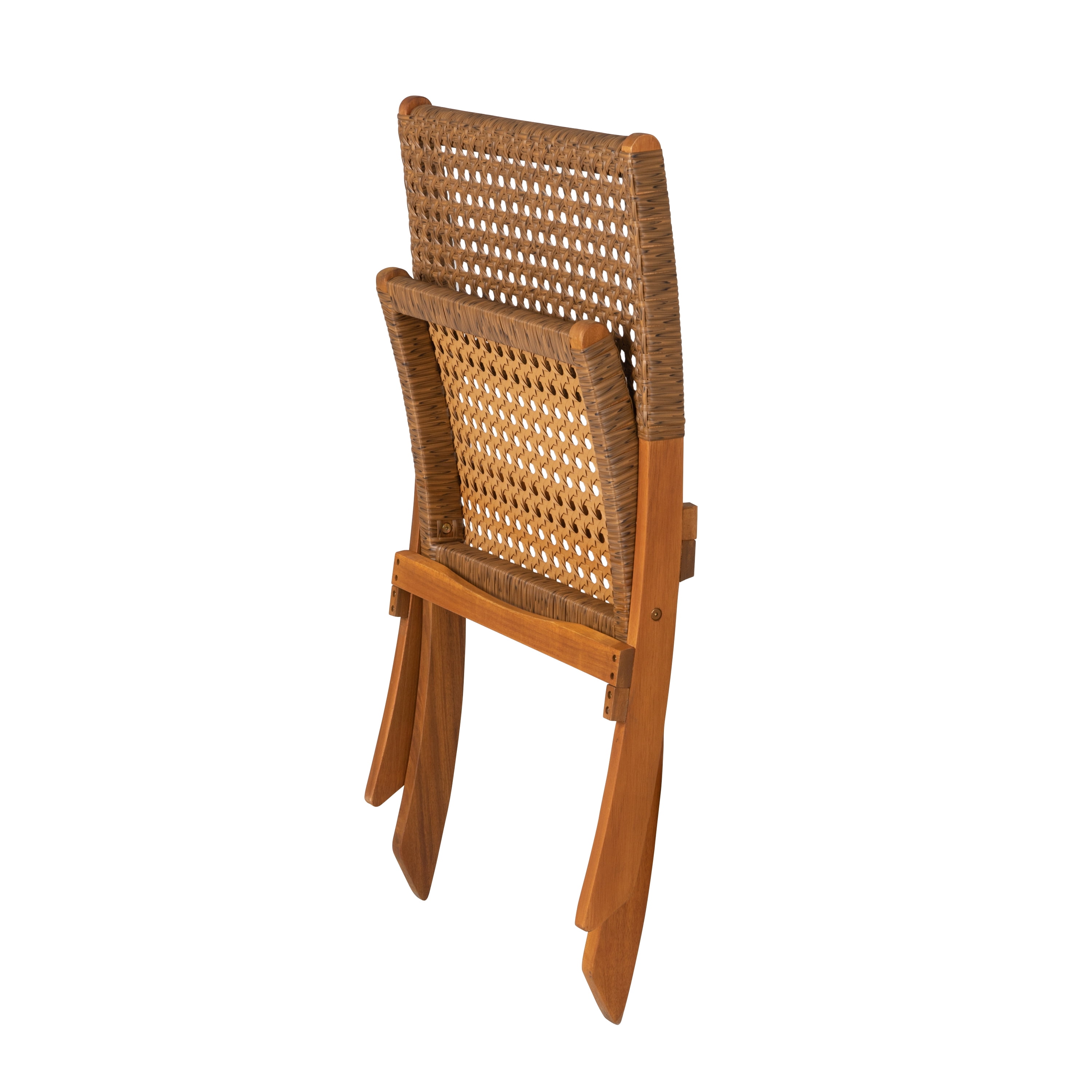 Balkene Home Sava Indoor Outdoor Folding Chair, Portable Seating Acacia Wood Woven Seat - Tan Webbing