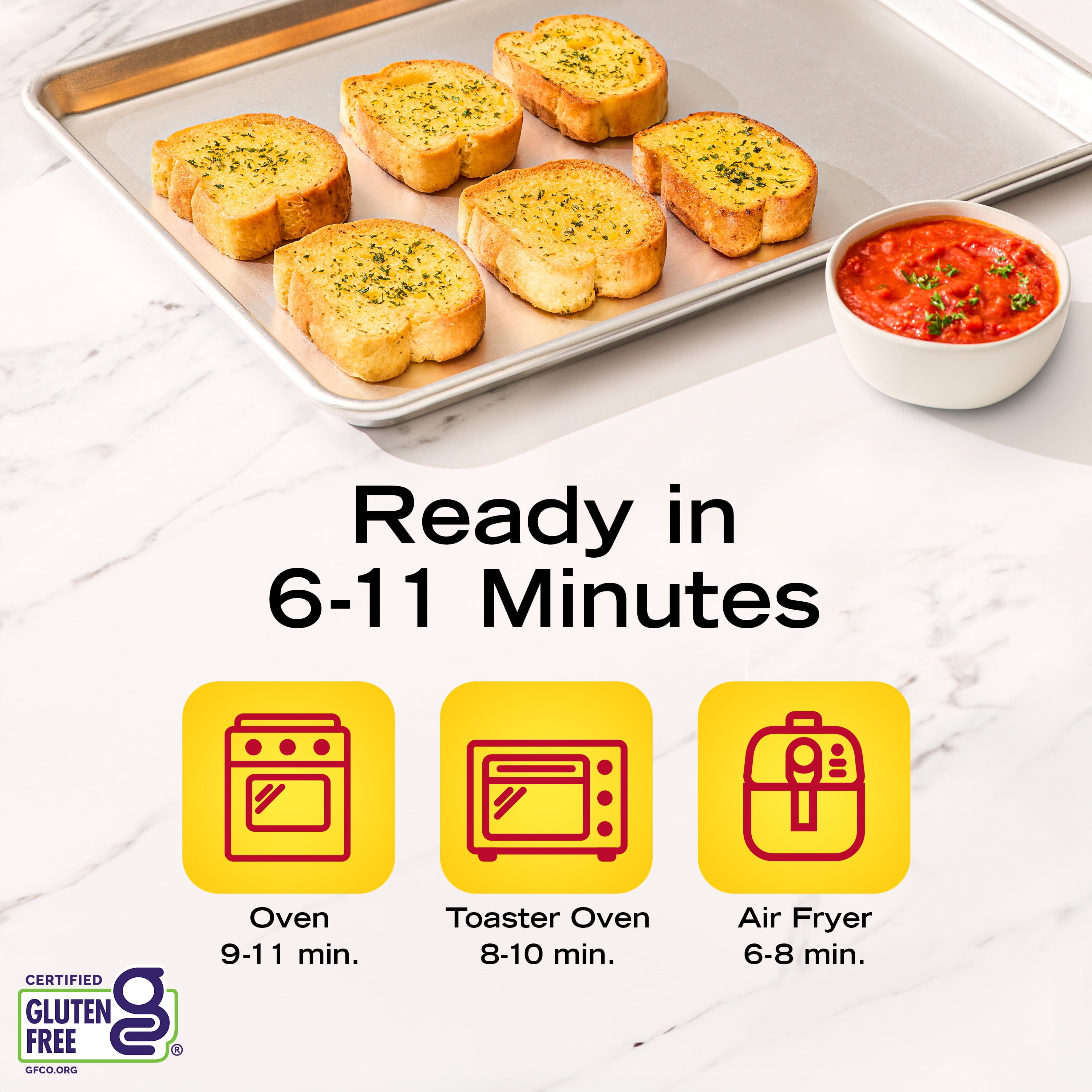 New York Bakery Gluten Free Real Garlic Texas Toast, 11.5 oz (6 Count), Frozen