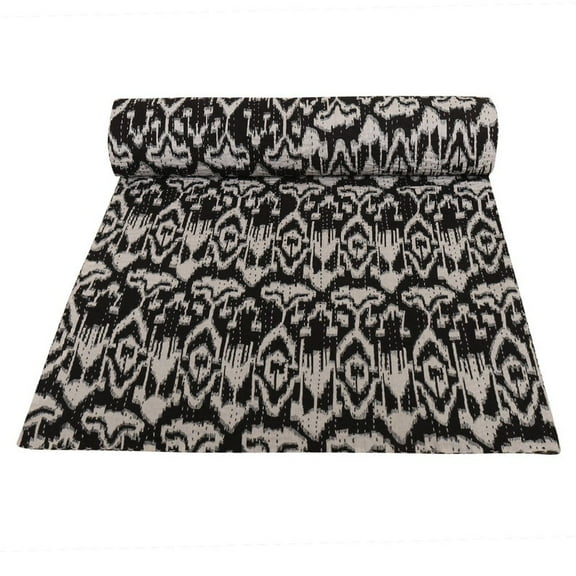 Vinsan International Indian Handmade Cotton Ikat Print Kantha Quilt Tribal Bed Cover Bedspread Blanket Picnic Throw Coverlet Reverisble Bed Throw Red Color King Size 108" x 108"