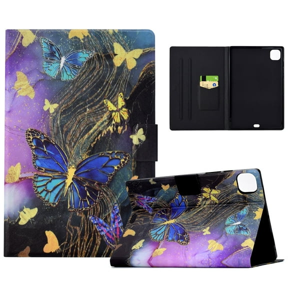 SaniMore Stand Case for iPad Pro 10.5" 2017/2019, PU Leather Anti-scratch/Anti-shock [Auto Wake/Sleep   Slot Holder   Anti-slip Strip   Flip Kickstand] Stylish Pattern, A-Butterfly