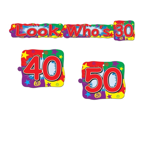 Party Look Who'S (30, 40, 50) Streamer 5 1 By 2" X 30" - 12 Pack (1 Per Package)